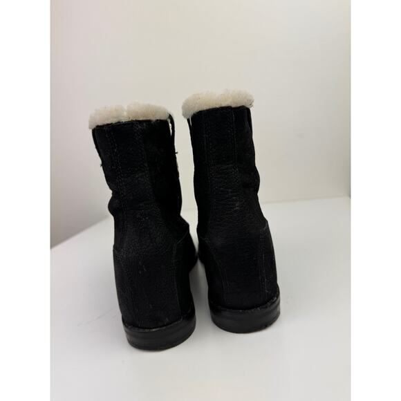 COLE HAAN Zillie Black Suede Leather Shearling Lined Pull On Wedge Booties 6.5 - Picture 5 of 9